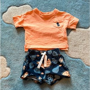 Carter’s Newborn Pineapple 2 Piece Shorts and T Shirt set